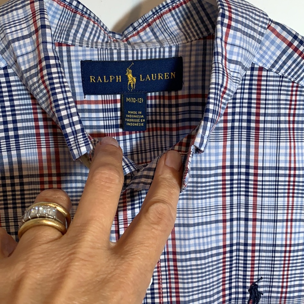 Ralph Lauren blue and red plaid shirt S10-12